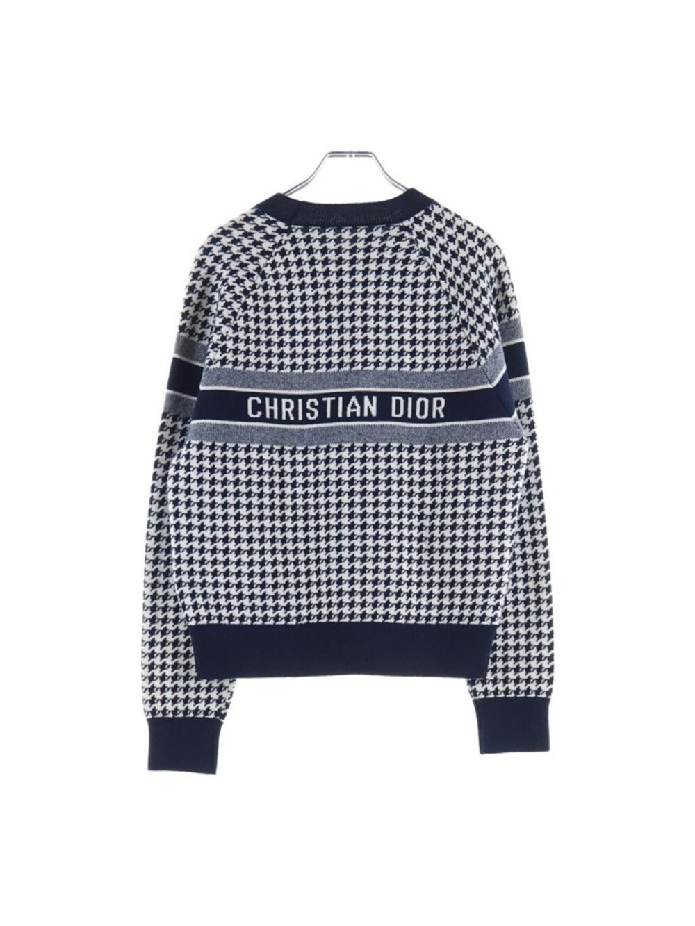 Dior Logo Jacquard Houndstooth Check All Over Print Crew Neck Long Sleeve